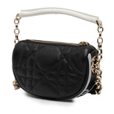 クリスチャンディオール カナージュ ポーチ ハンドバッグ ショルダーバッグ ブラック ホワイト レザー レディース Christian Dior 【中古】